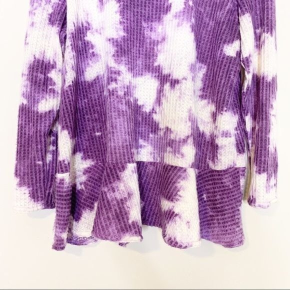 NEW Love...Ady Purple Tie Dye Long Sleeve Peplum Tunic Thermal Top 1X - Picture 8 of 10